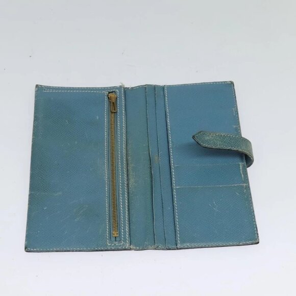 HERMES Bean Long Wallet Leather Blue - Picture 13 of 15